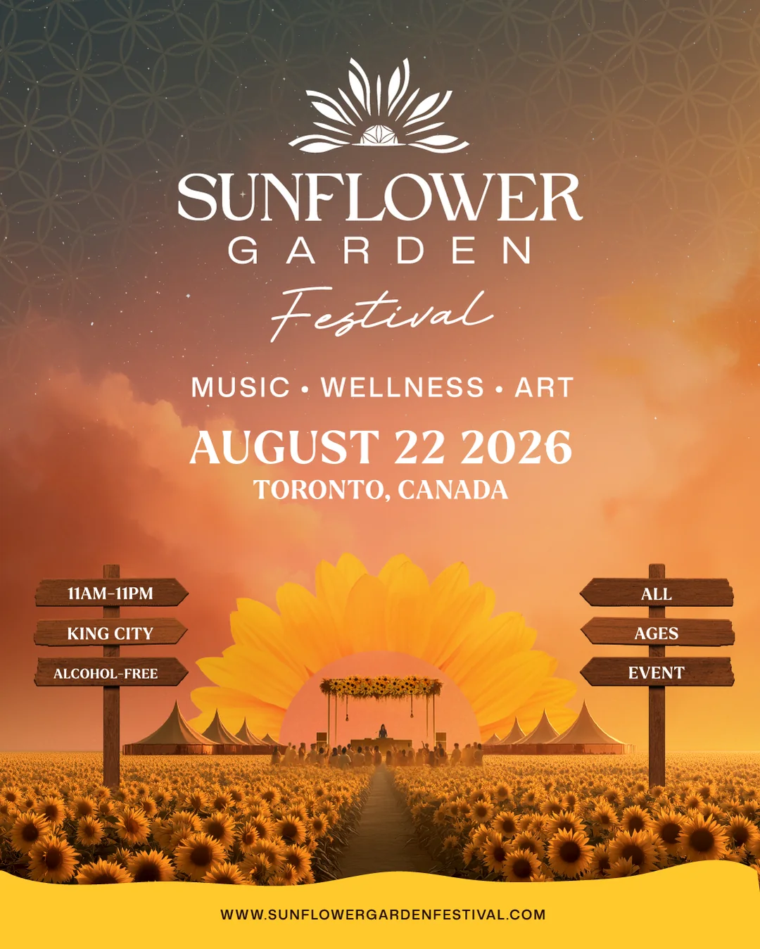 Sunflower Garden Festival, music wellness and art, August 22 2026, King City