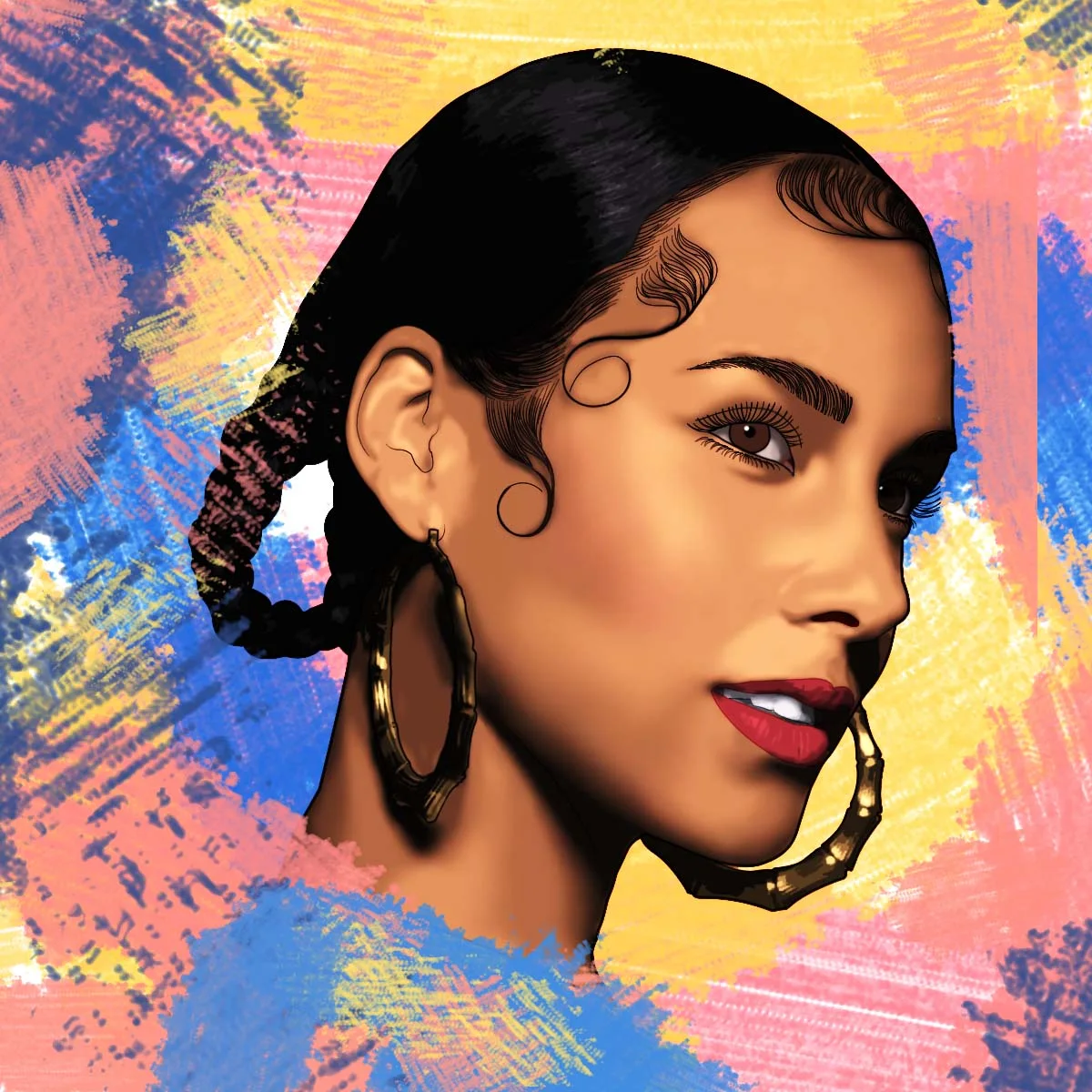 Alicia Keys, signed print by Amit Tejpal